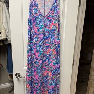 Lilly Pulitzer Vibrant Maxi Dress - Blue, Pink, Orange SZ L